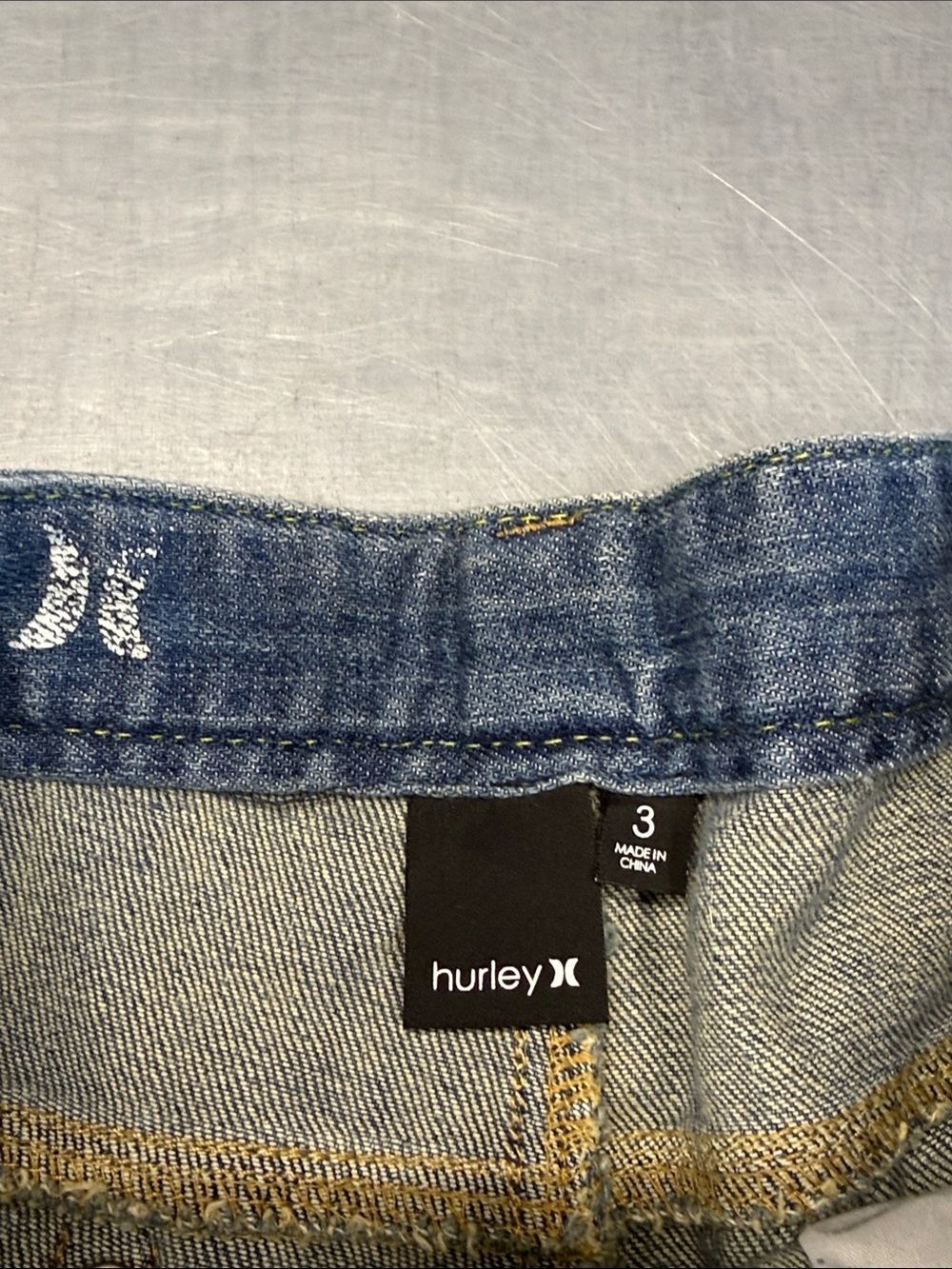 Hurley Women's Dark Blue Denim Jean Shorts - Picture 3 of 4